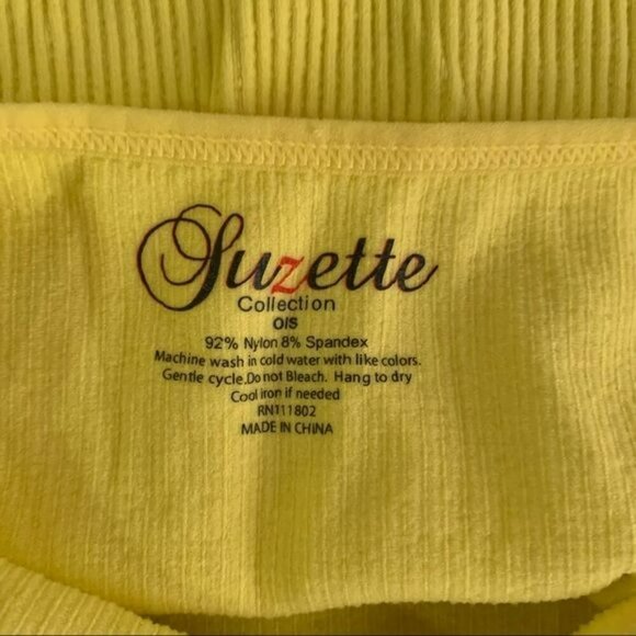 Suzette womens one size neon yellow ribbed knit halter top - Picture 4 of 5